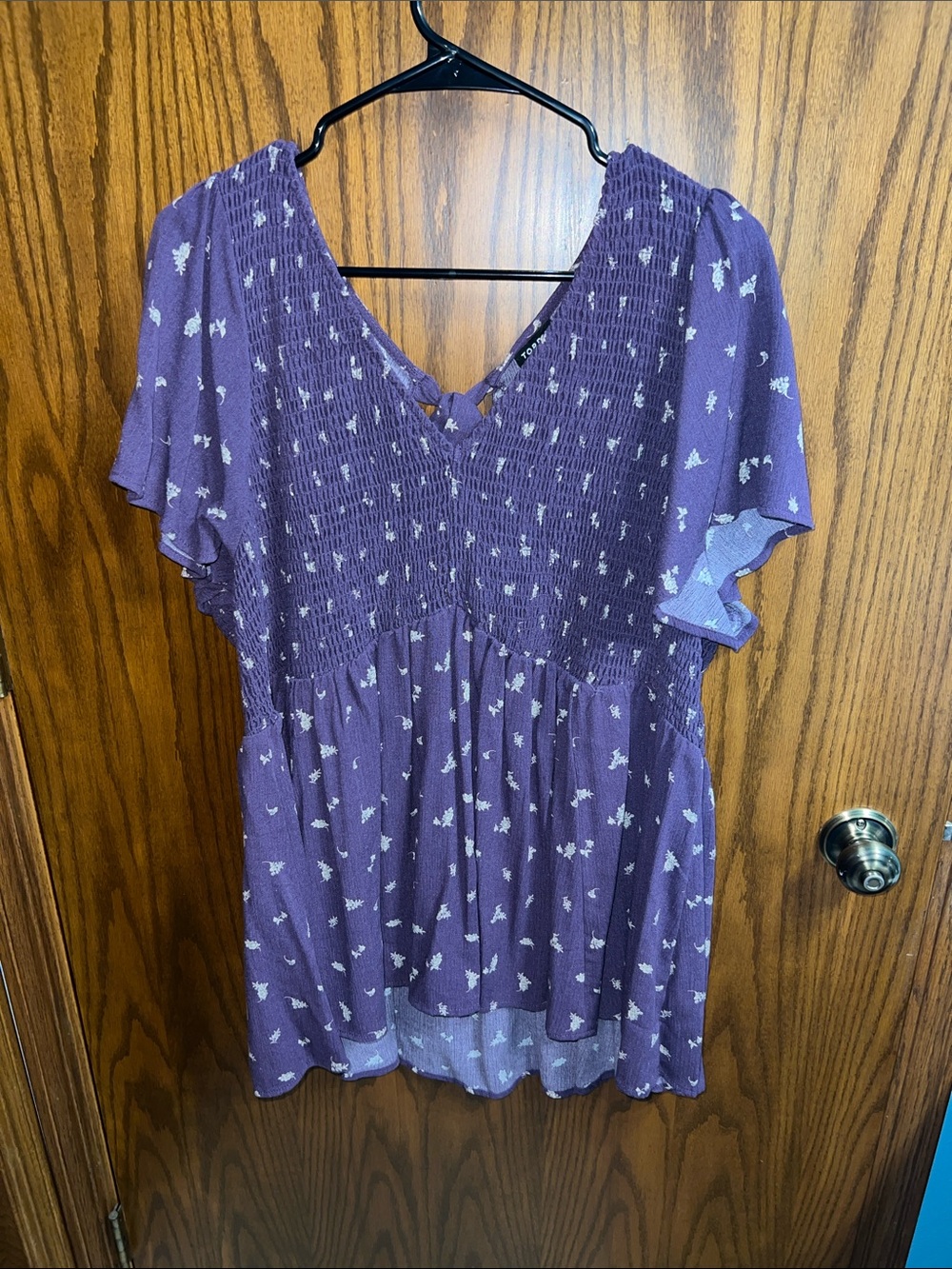 torrid Purple Floral Smocked V-Neck Blouse